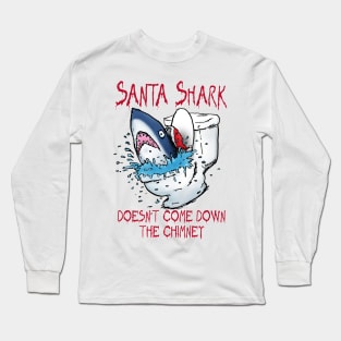 Toilet Shark Santa Long Sleeve T-Shirt